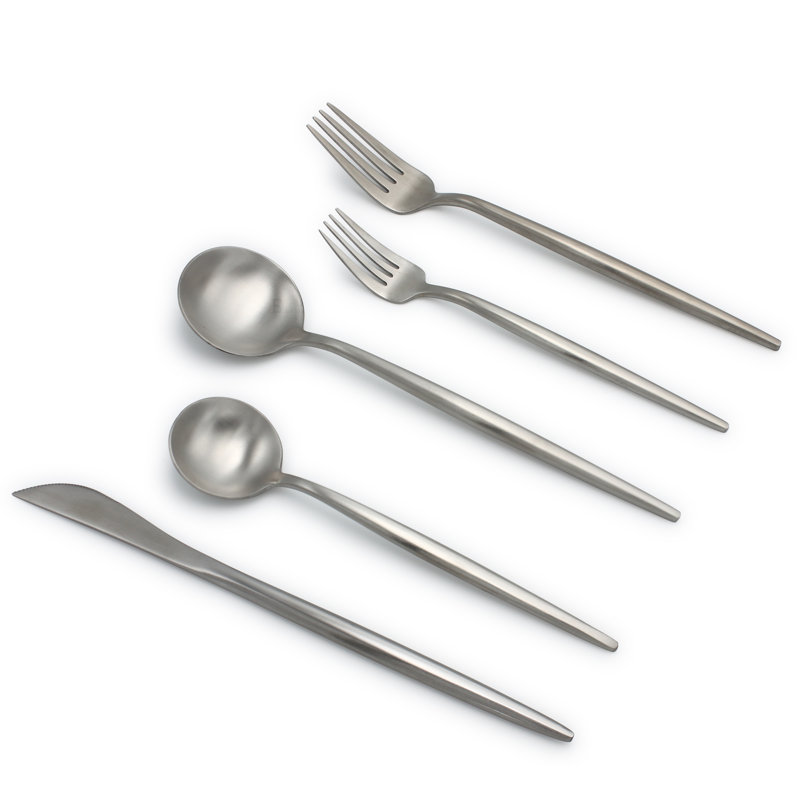 Elyon Lea 20-Piece Colored 18/10 Stainless Steel Flatware Set, Silver