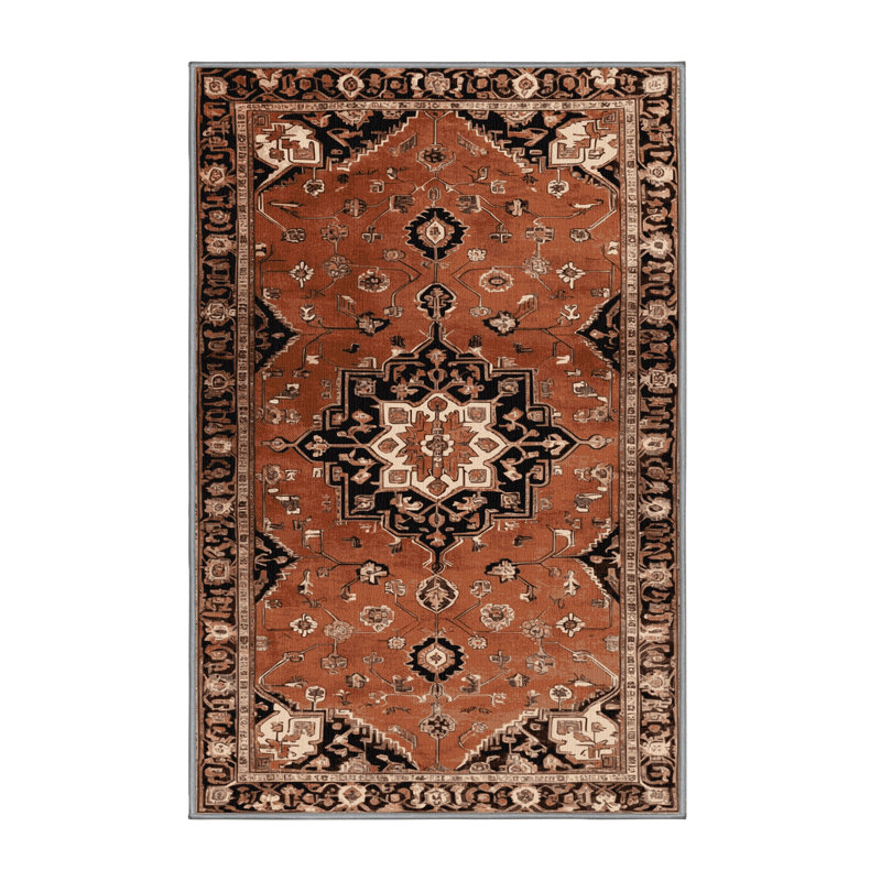 Tapis brun lavable à la machine, Rectangle de 5 pi x 8 pi