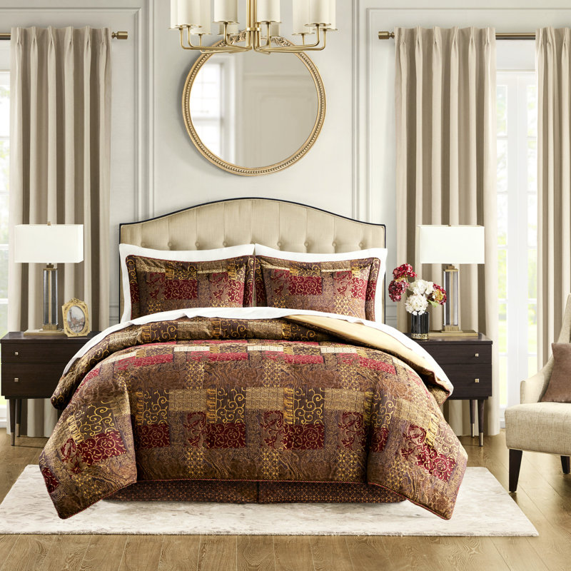King Comforter With Striking Chenille In Brown Size Comfortable Padding