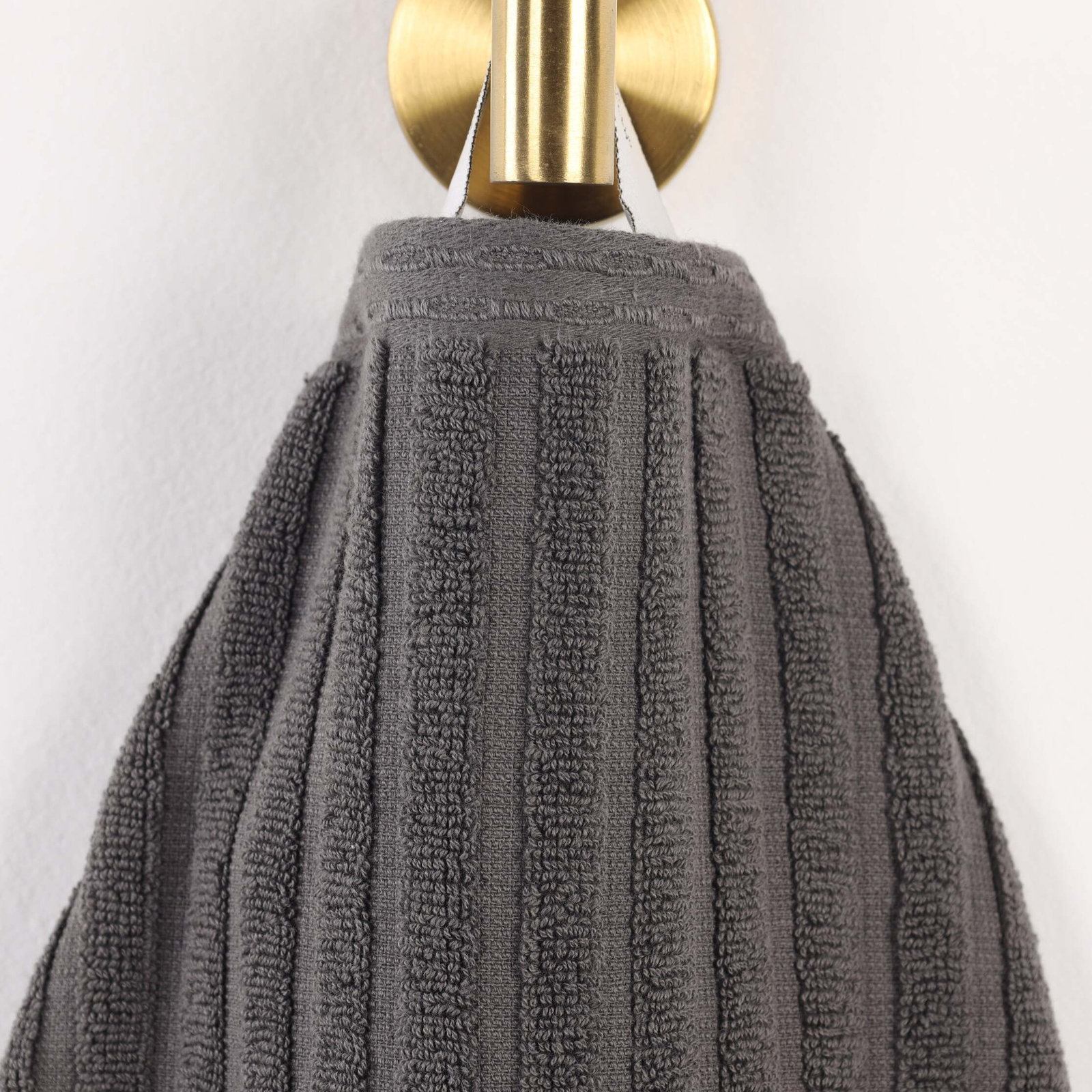 Kleiman Cotton Highly Absorbent Solid and Checkered Border Hand Towel Set, Dark Grey