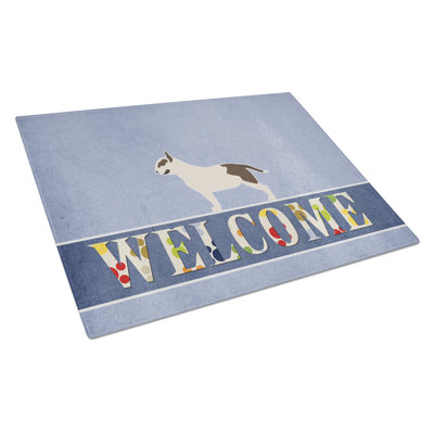 Caroline's Treasures Welcome Dog Glass Bull Terrier Cutting Board