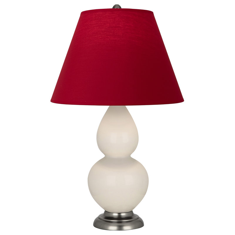 Petite lampe d'appoint à double gourde, Crème / argent antique, Thé vert / taupe