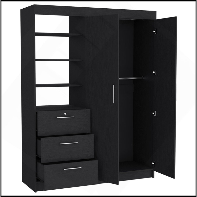 Armoire Rumanu, chambre à coucher, noir, Noir