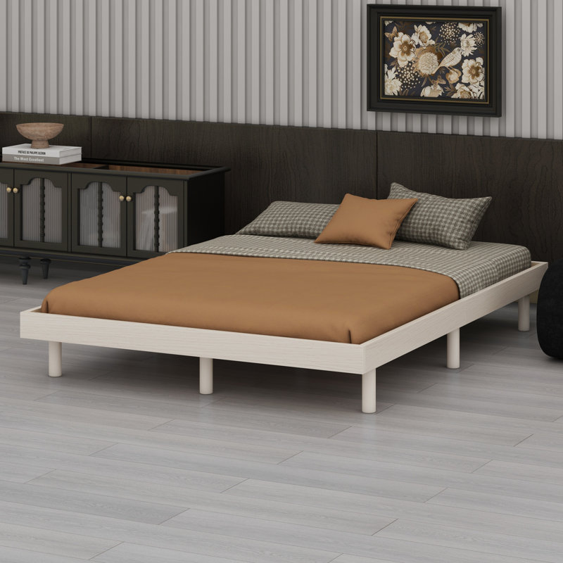 Base de lit plateforme flottante de conception moderne, Blanchies, Double