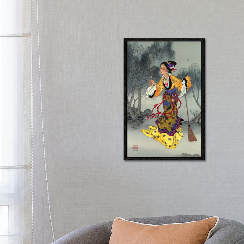 White Butterfly - Painting on Canvas, Black Framed, 66.04 cm H x 45.72 cm W
