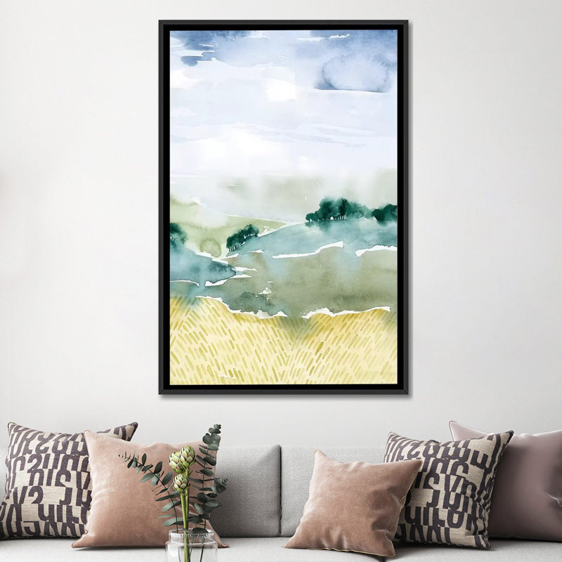 «Mountain Vale II», impression sur toile, H 26 po x l 18 po x P 1,5 po, Toile avec cadre noir, Pas de tapis