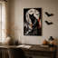 Art mural sur toile, "Chat noir avec yeux orange sur le toit"-1446145298