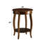 Table d'appoint avec finition noyer et tablette de rangement en bois massif plaqué noyer-736753255