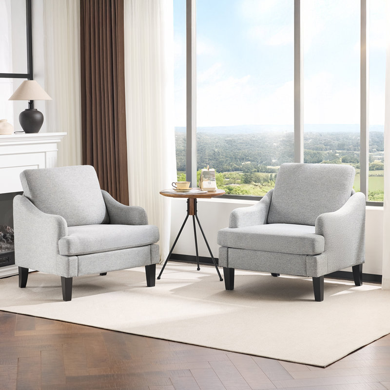  Ensemble de 2 chaises de chambre à coucher en lin 2 pièces, Gris