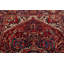 Tapis unique en laine noué à la main rouge / bleu marine / crème des années 1950 de 4 pi 11 po x 6 pi 5 po Heriz