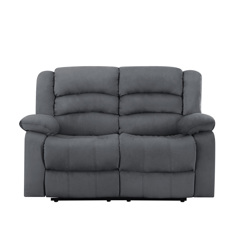 Aum 81'' Upholstered Reclining Sofa, Gray, 40" H x 60" W x 35" D