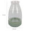 Vase Ahna moderne avec base en céramique nervurée verte, verre transparent 16 pouces