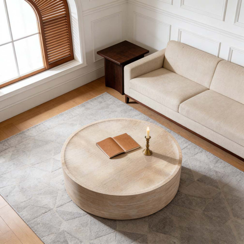 39.37" Round Coffee Table, 12.01" H x 39.37" L x 39.37" W