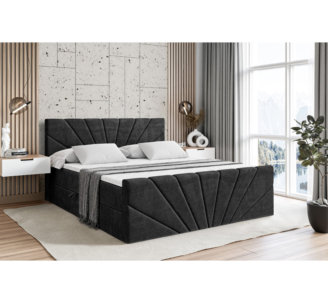 Boxspringbett mit Bettkasten und Topper