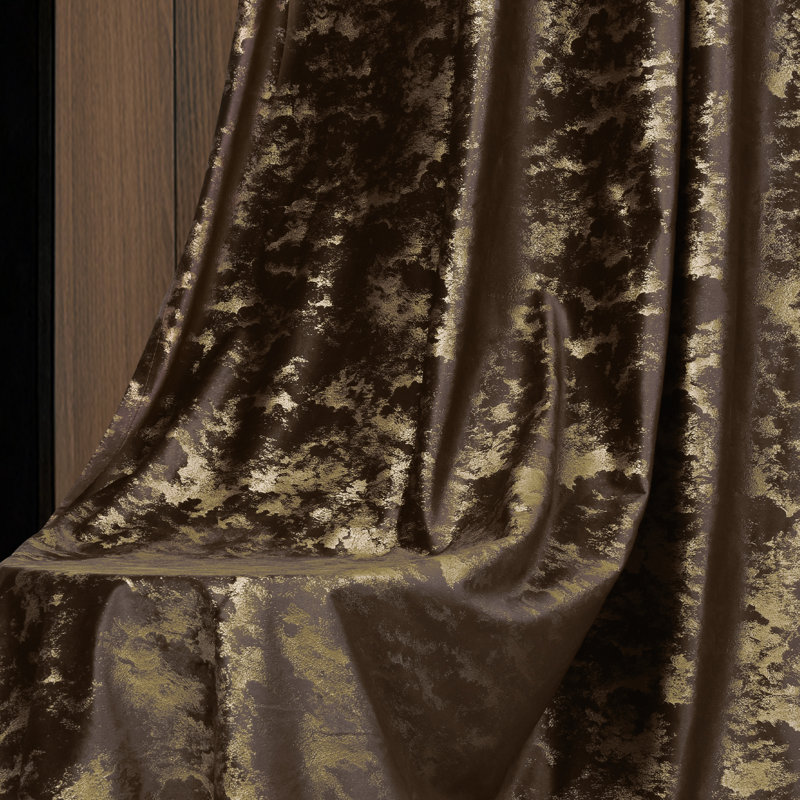 Kanab Velvet Room Darkening Curtain Panel Pair, 52" W x 96" L, Toffee Brown