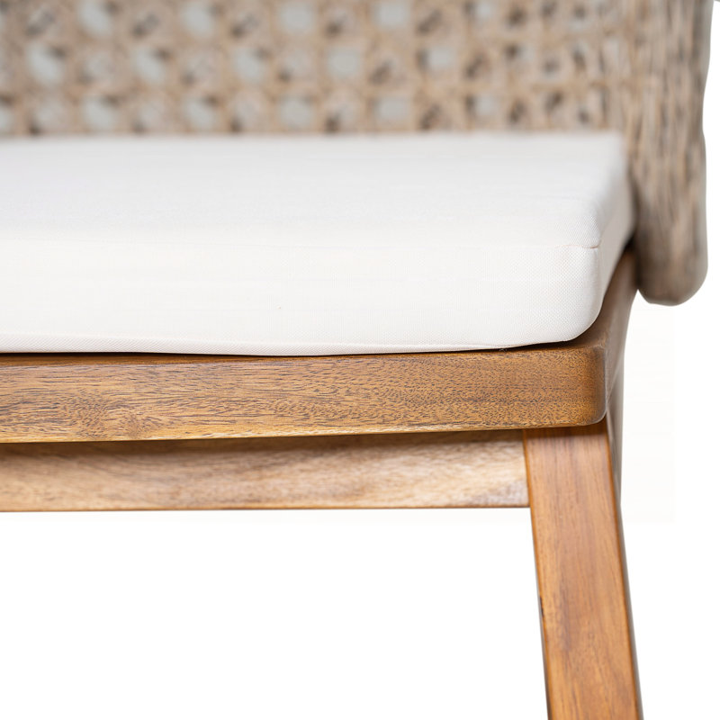 Ensemble repas 5 pièces avec table en bois d'acacia et chaises en osier, résistant aux intempéries pour le jardin et le patio
