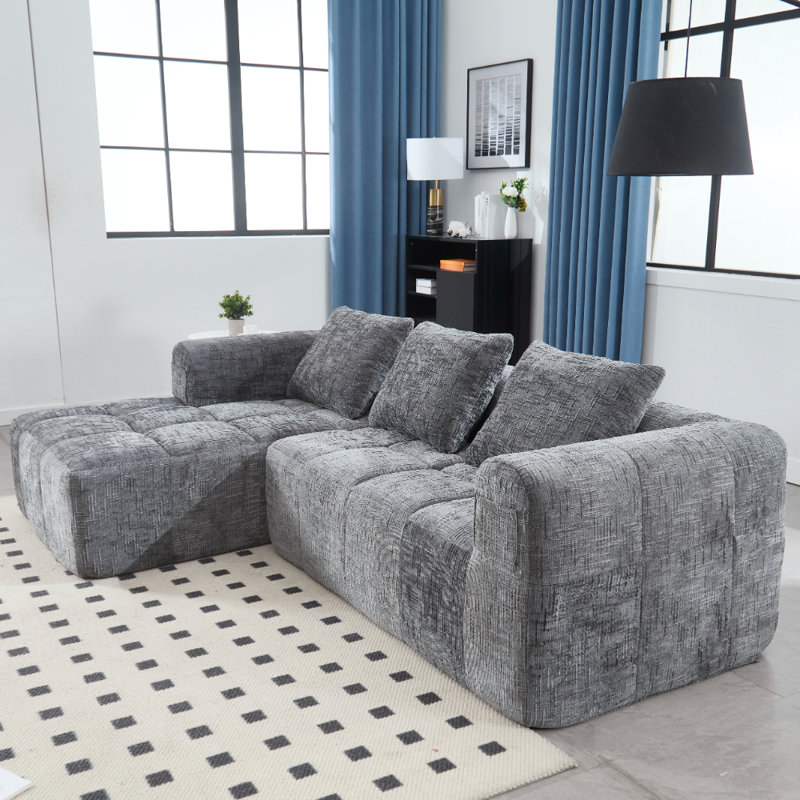 3 Seater Chenille Sofa, Grey