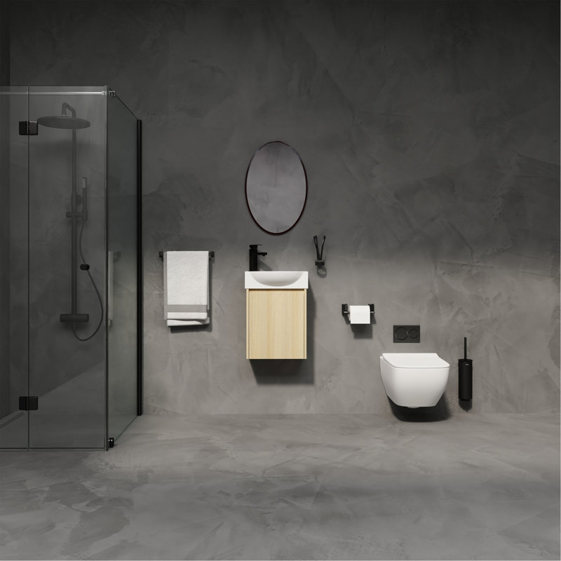 Meuble-lavabo peu encombrant en bois durable au design fonctionnel, Oak, 16"