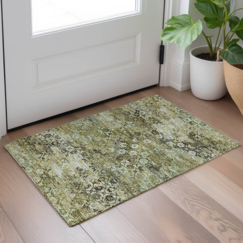 Machine Washable Indoor/Outdoor Chantille ACN2433 Traditional Rug, Olive, 9' x 12'