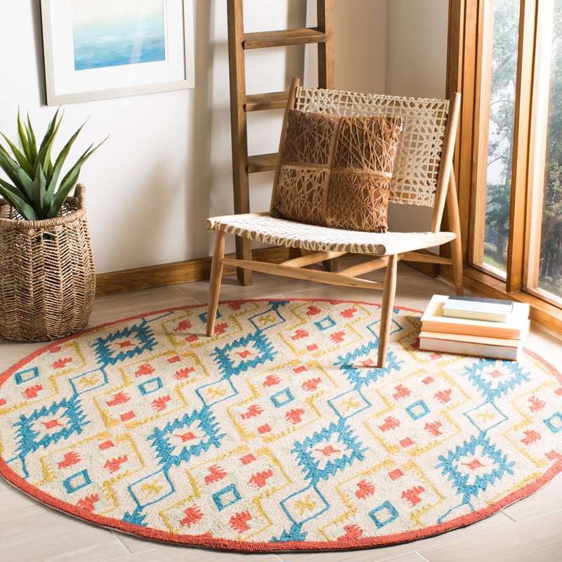 Adera Hand Hooked Performance Southwestern Rug, Round 4'