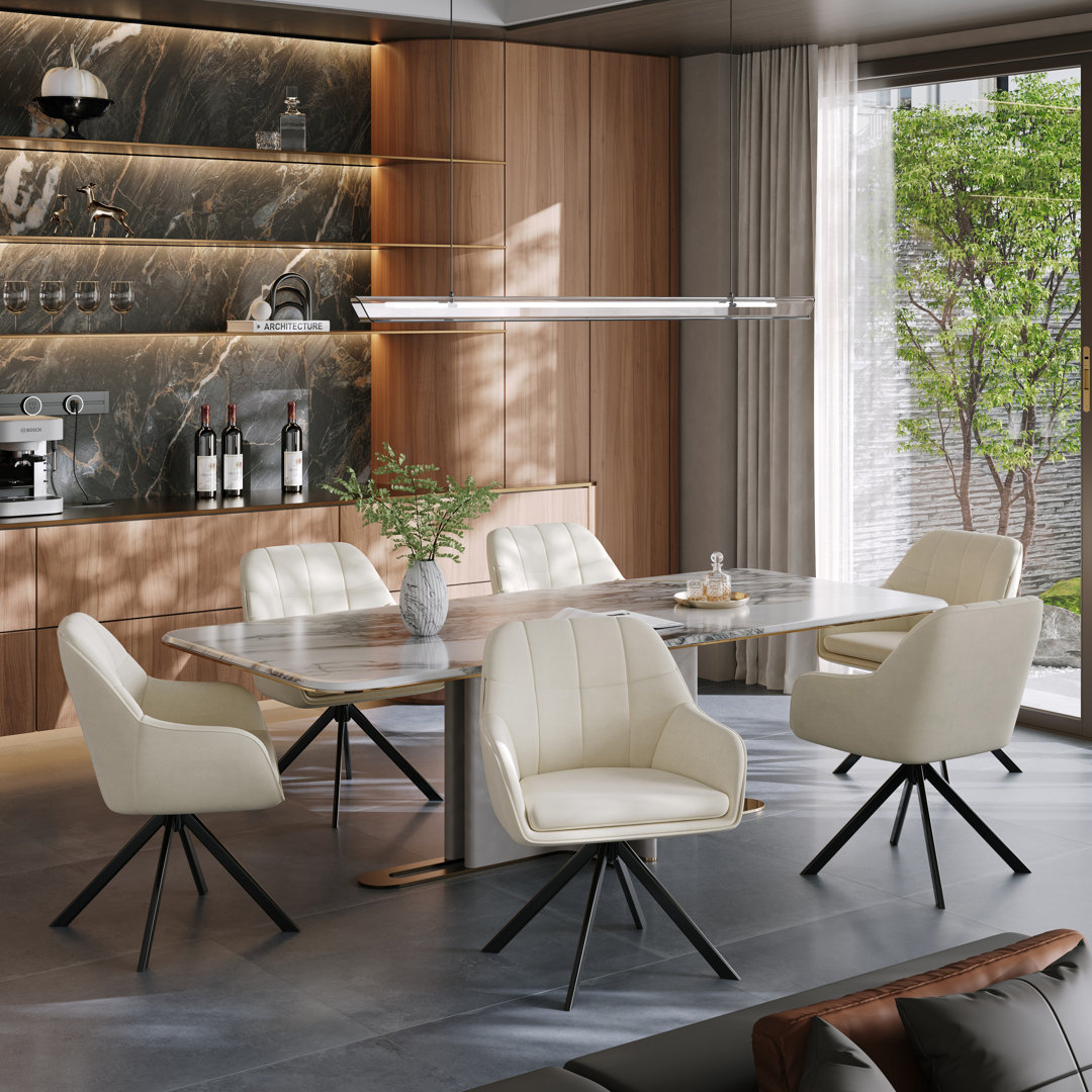 Modern Fabric Swivel Upholstered Dining Chair With Arm