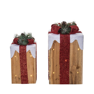  Ensemble de 2 décorations de Noël en bois 12,5 po