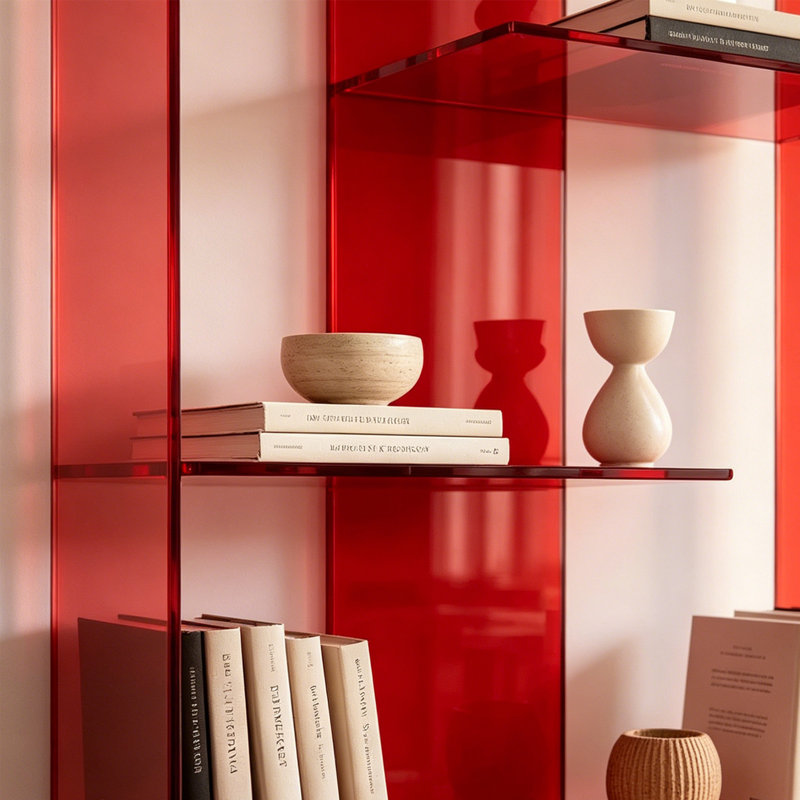 Bibliothèque verticale en acrylique, Rouge