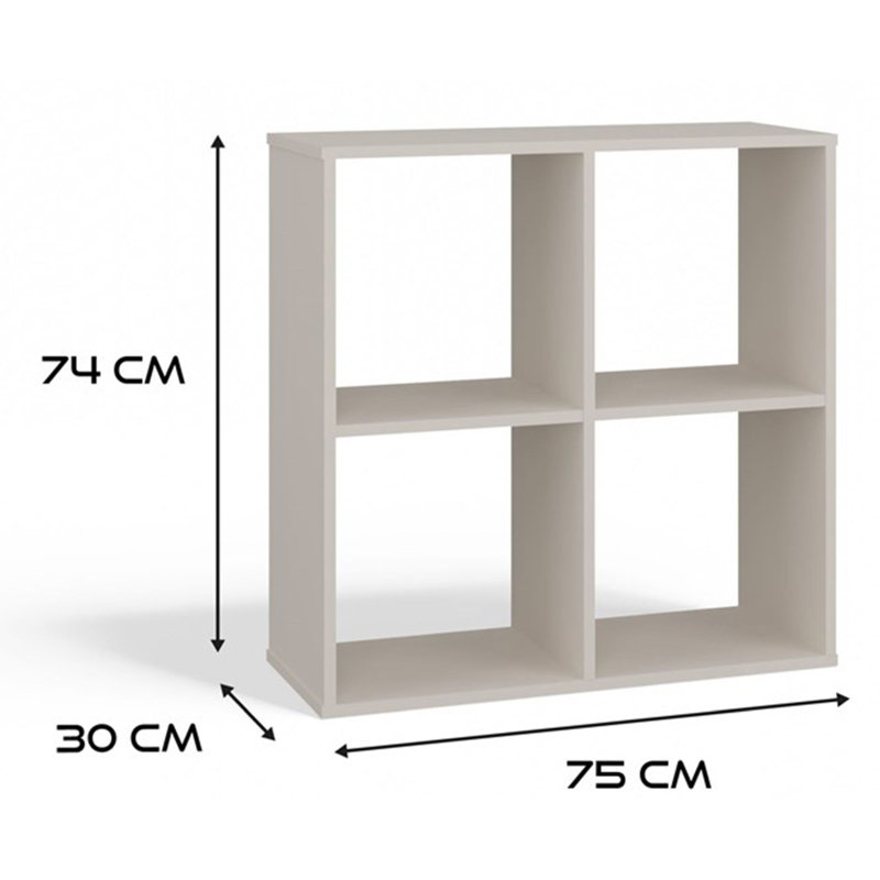 75cm H Standard Bookcase, (2 Shelves) 75cmH x 74cmW x 30cmD, Cashmere