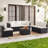 7-piece Modular Patio Conversation Sets with Cushions and Tempered Glass Table-1485790132