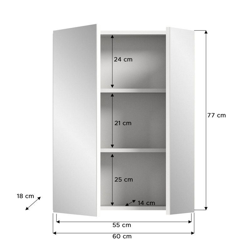 Petyo 77cm H x 82cm W Wall Mounted Required Mirror Cabinet