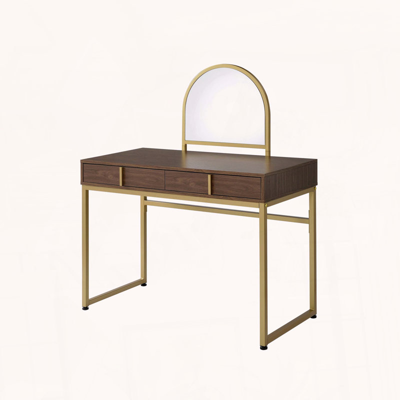Vanity Desk with Mirror and Jewelry Tray
