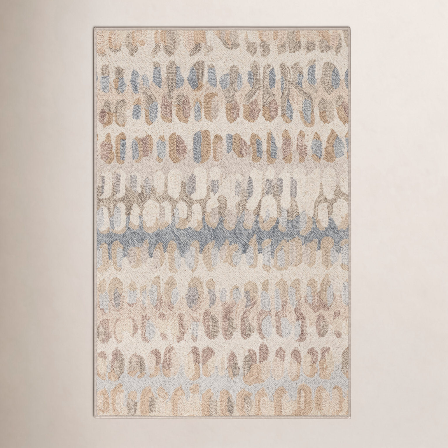 Paint Chip Natural Machine Printed Washable Rug, Rectangle 6' x 9'