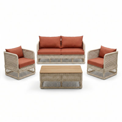 Margot Natural 4-Piece Sunbrella® Outdoor Patio Seating Set