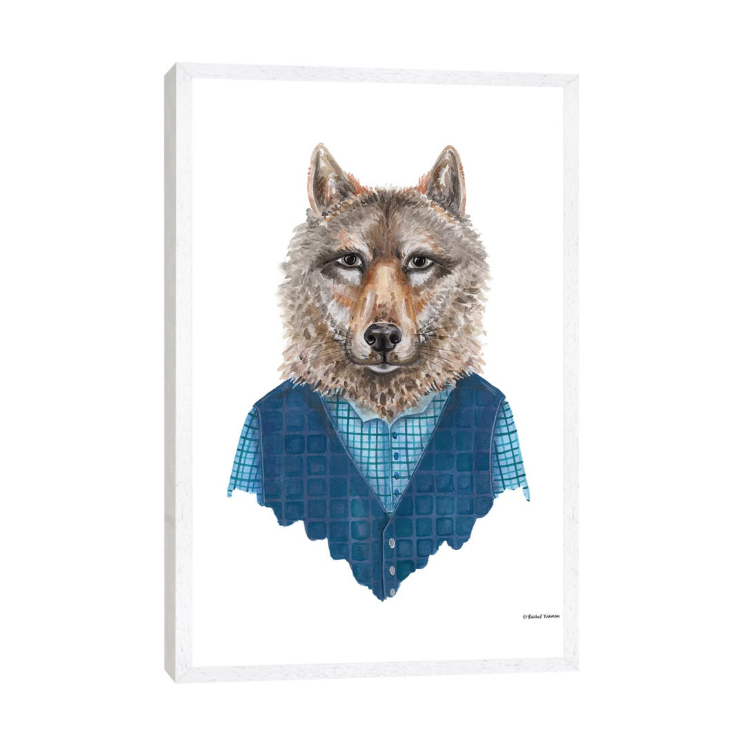 Wolf In Waistcoat von Rachel Nieman - Galerie-verpackte Leinwand Giclée auf Leinwand