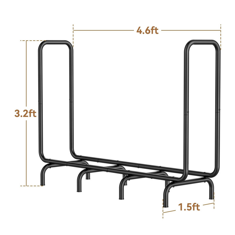 Support à bûches robuste en métal pour le rangement du bois de chauffage, porte-bûches intérieur/extérieur pour foyer, terrasse, patio, jardin