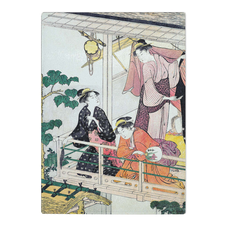 Tempered Glass Three Women on a Balcony by Torii Kiyonaga Chopping Board, 20cm W x 28.5cm L