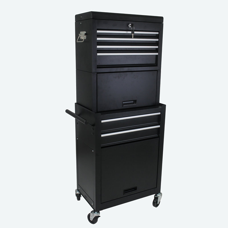 20.87'' W 6 -Drawer Steel Job Site Storage with Wheels, Black