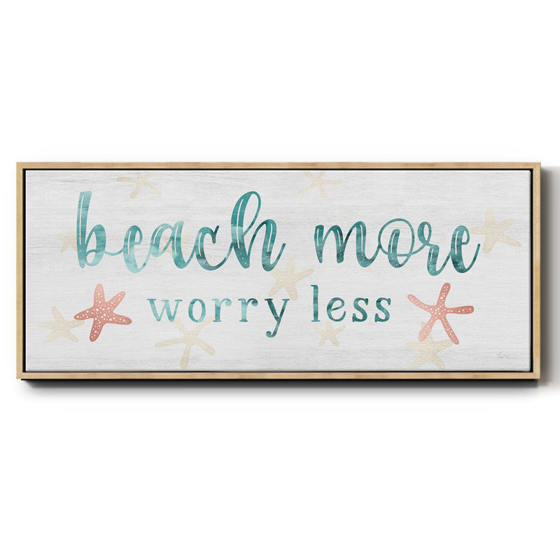Beach More- Framed Canvas, 8" H x 20" W