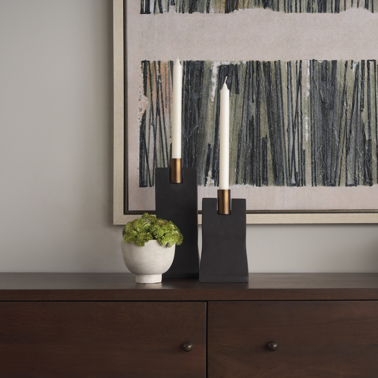 Soteria 11.4'' H Metal Candlestick, Black/Gold