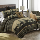 Courtepointe en microfibre vert / ivoire Bear Walk