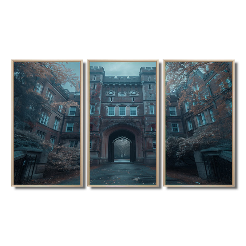 Ensemble de décorations murales gris et gris Stormy Charm I - College & University Buildings, H 28 po x l 36 po x P 1 po