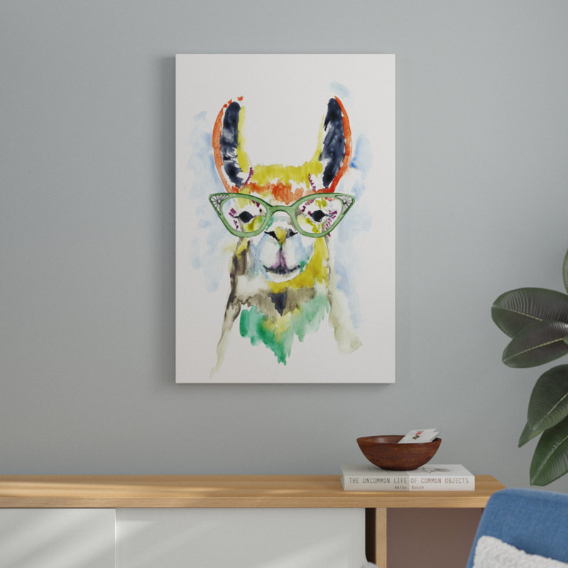 Smarty-Pants Llama by Jennifer Goldberger - Painting Print, 91cm H x 61cm W, Wrapped Canvas