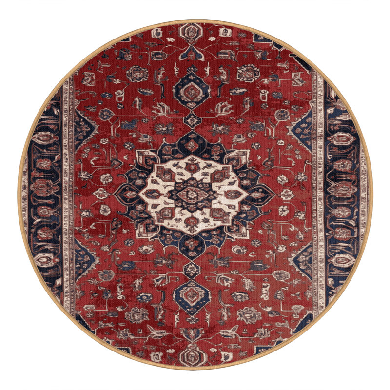 Tapis brun lavable à la machine, Rond 4 pi