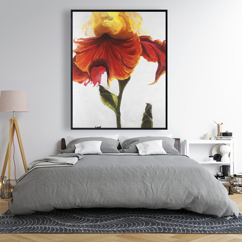 Fleur de lys en fleurs - Toile encadrée blanche pour la décoration intérieure