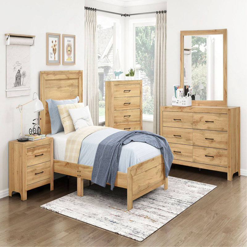 Armoire de rangement rustique en bois avec commode 6 tiroirs