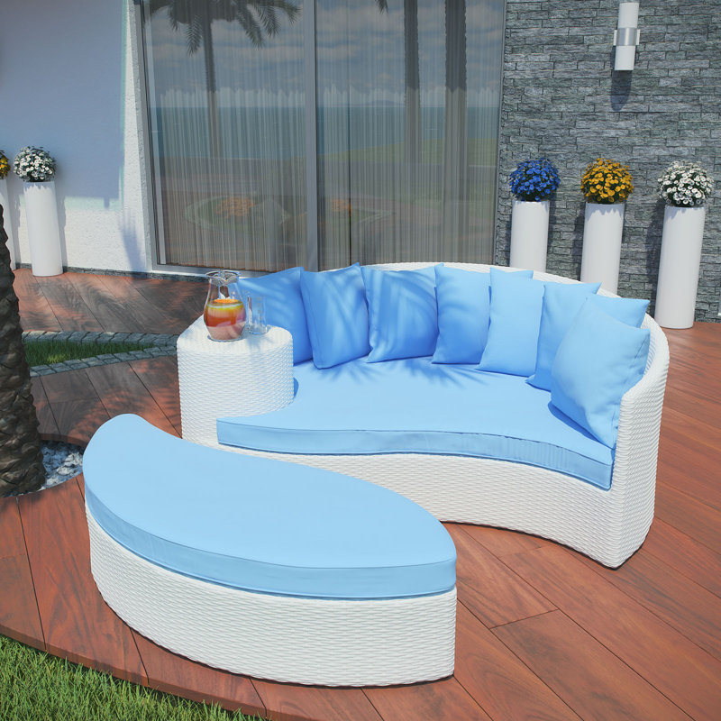 Lit de jour pour patio Modway, Moka, Blanc