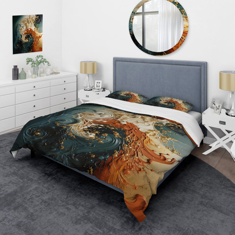 Ensemble de housse de couette White Abstract, Housse de couette pour grand lit