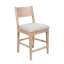 Ensemble de 2 chaises à hauteur de comptoir Casy, coussin gris, bois massif brun naturel