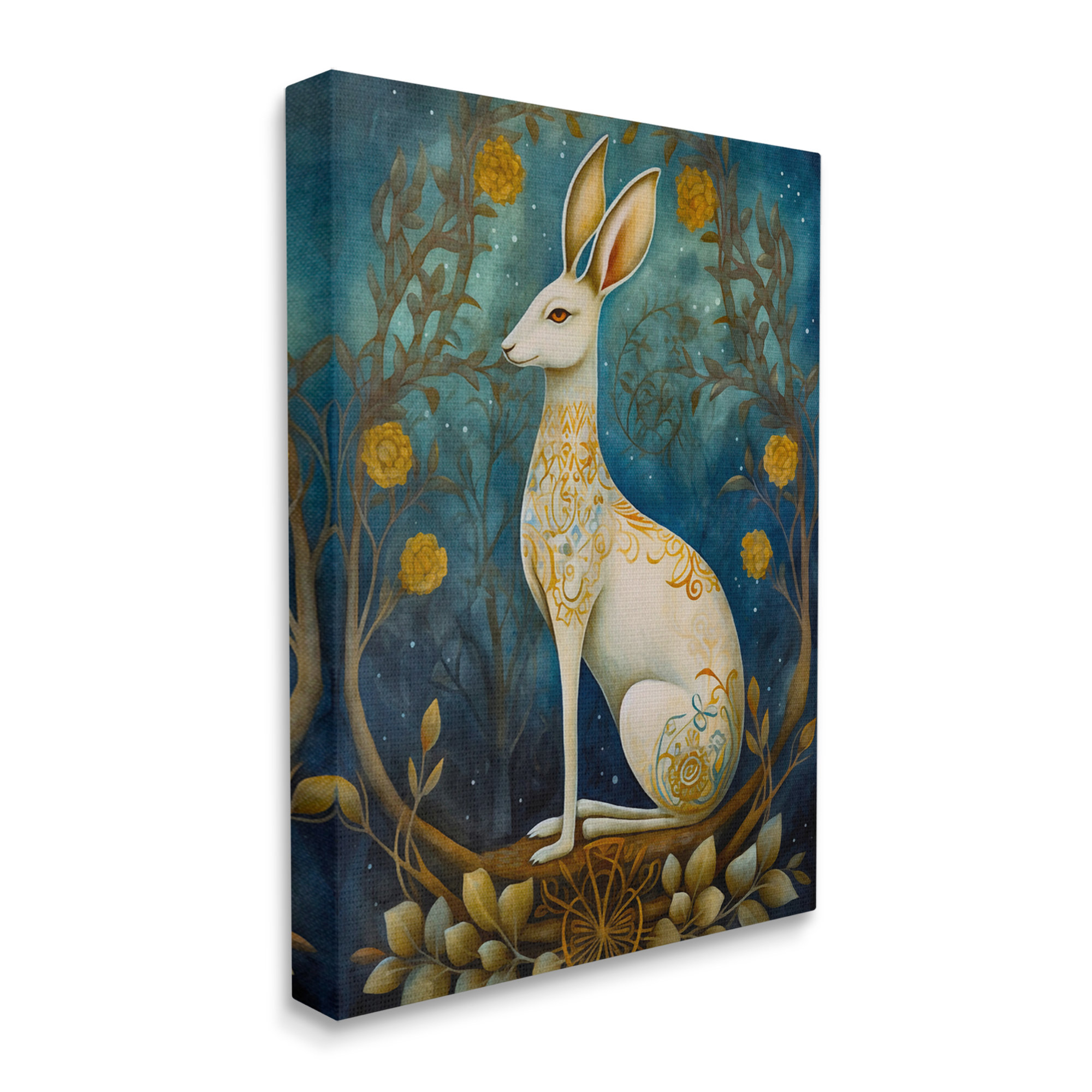 Millwood Pines Patterned Forest Rabbit On Canvas by LSR Design Studio ...