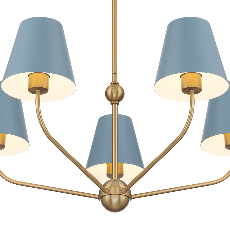 Augustina Light Vibrant Chandelier, Blue/White, 5, 12.5" H x 28" W x 28" D